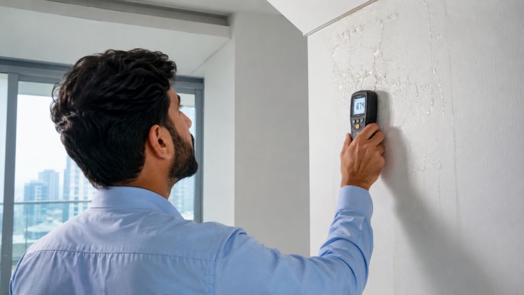 Moisture mapping during professional mold inspection in Dubai apartment